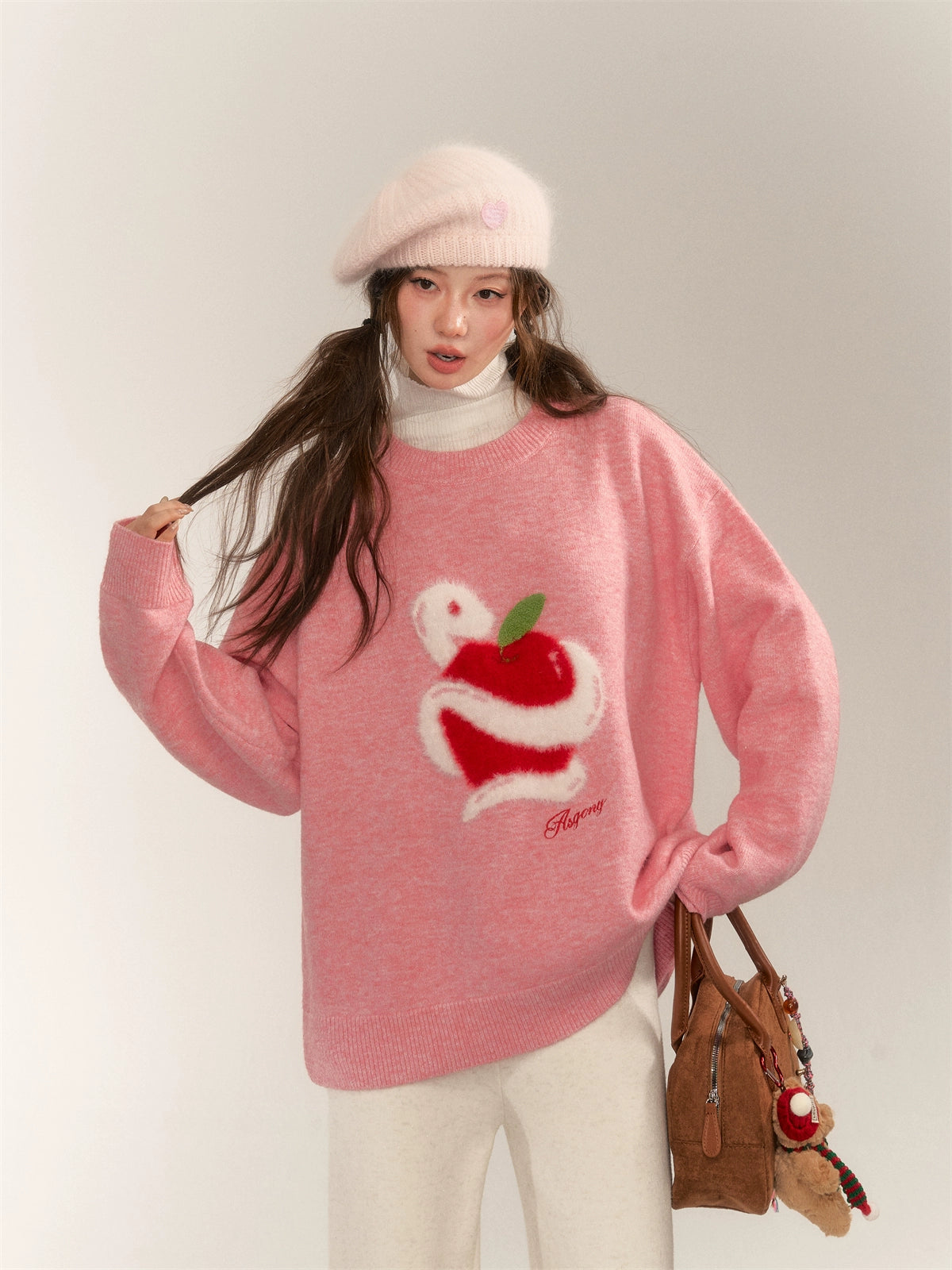 Apple Jacquard Pullover Sweater