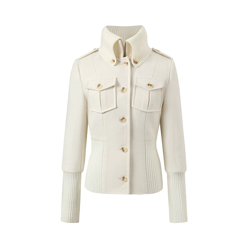 Vintage Cinched-Waist Double-Way Wool Jacket
