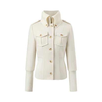 Vintage Cinched-Waist Double-Way Wool Jacket