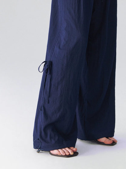 Relaxed Bubble-Waist Wide-Leg Trousers