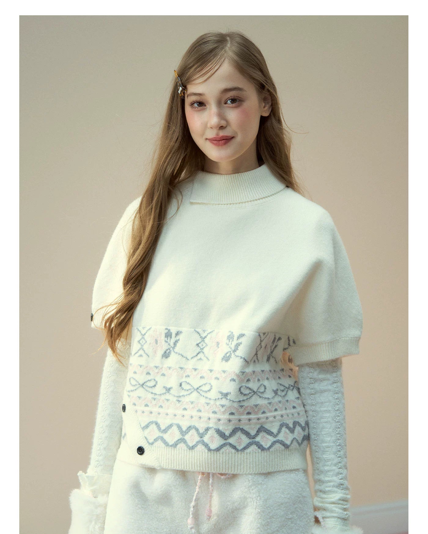 Fair Isle Cape Turtleneck