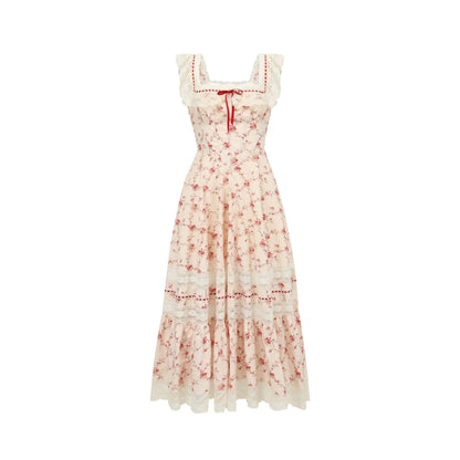 Pastoral Lace Corset Square-Neck Dress