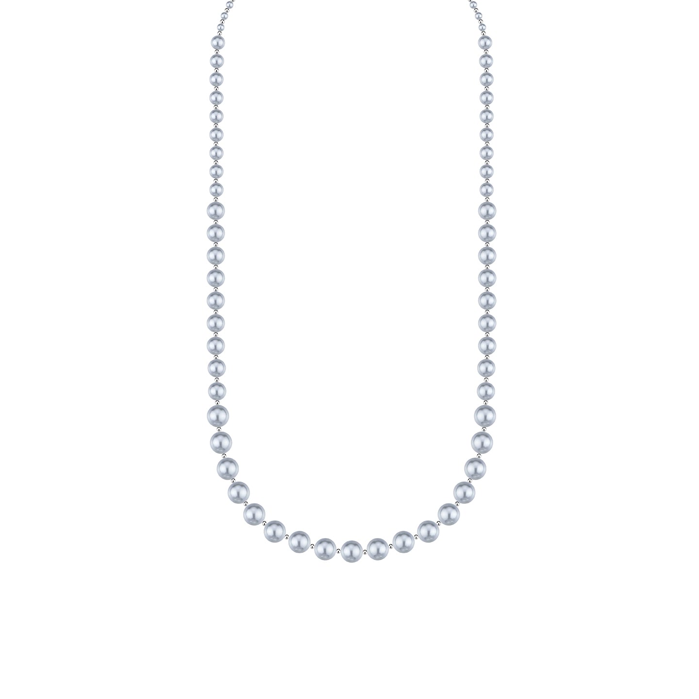 Minimalist Silver Pearl Long Necklace