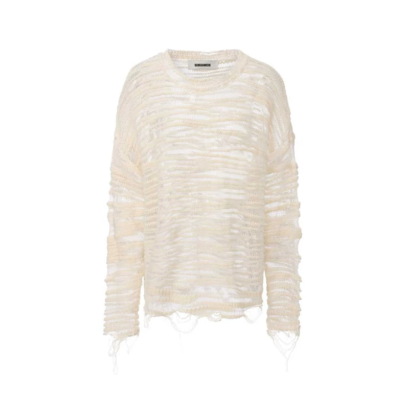 Textured Slub Wool Knit Sweater