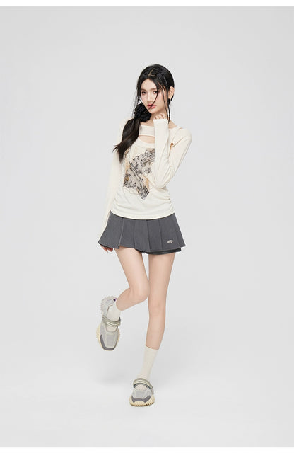 Lace-Paneled Skirt - CHINASQUAD