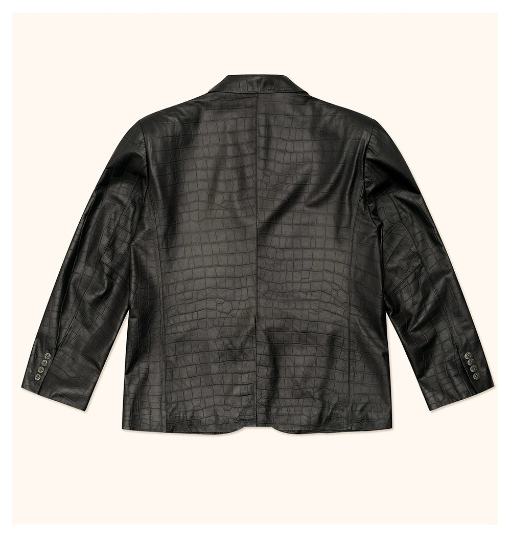 Wild World Black Crocodile Retro Leather Suit - CHINASQUAD