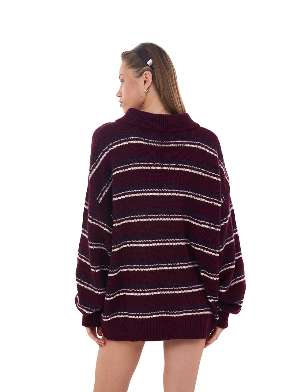 Retro Striped Mohair Polo Sweater