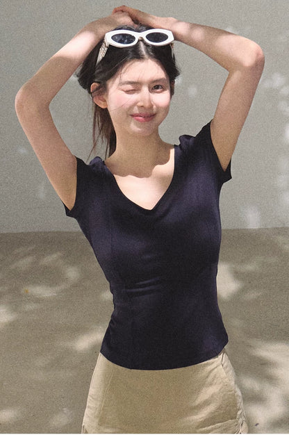 Radiant Muse Lyocell U-Neck Slim-Fit T-Shirt
