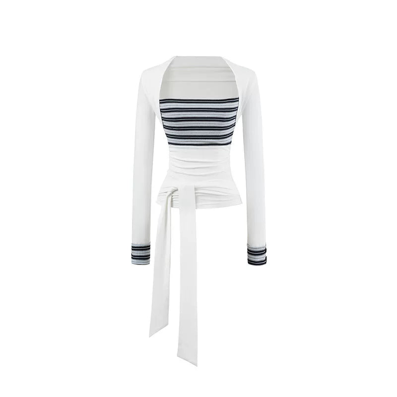Contrast Stripe Layered Knit Top