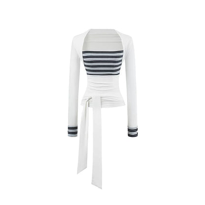 Contrast Stripe Layered Knit Top