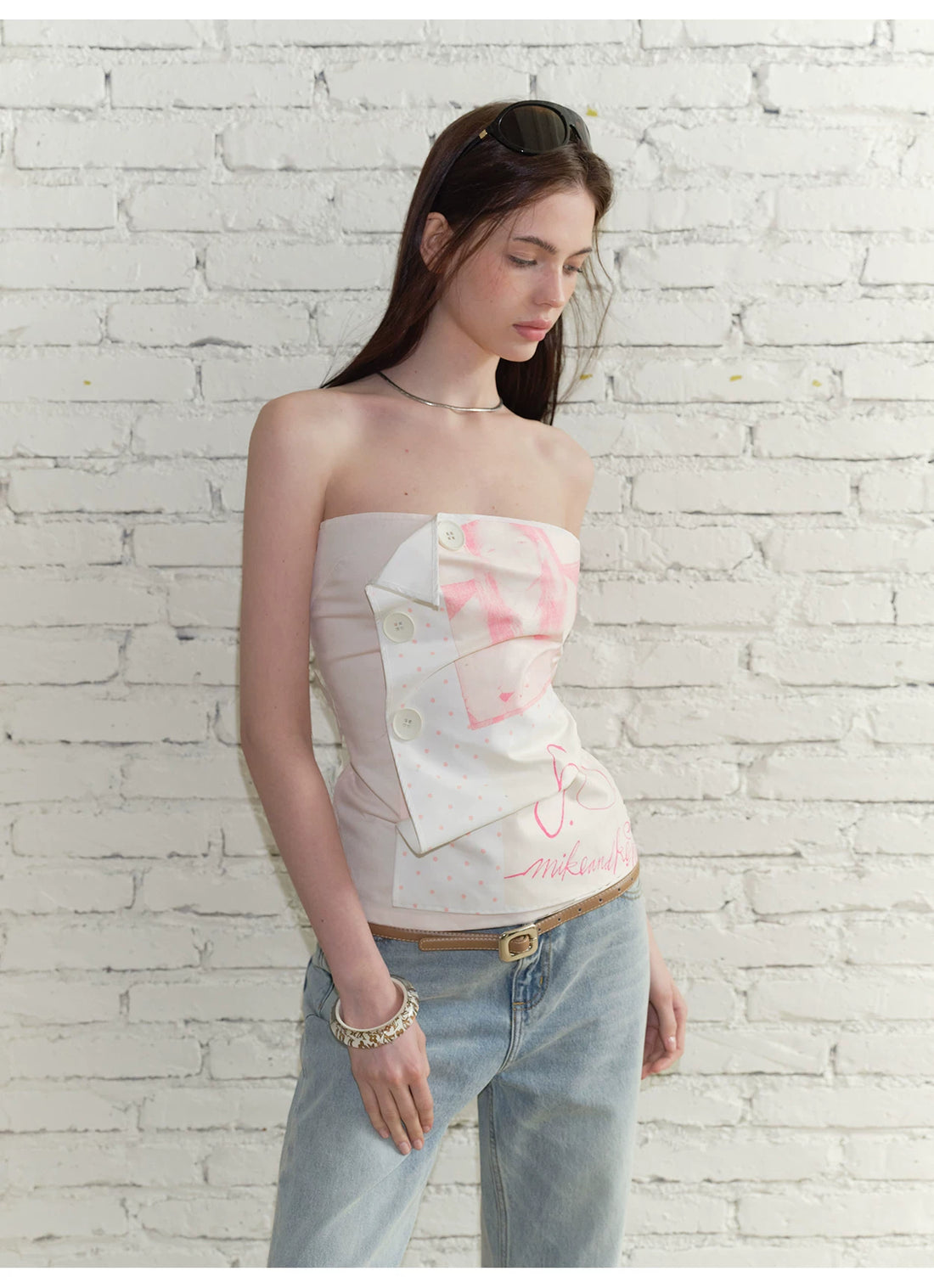 The NeverMore Vintage Graphic Corset Tube Top NeverMore