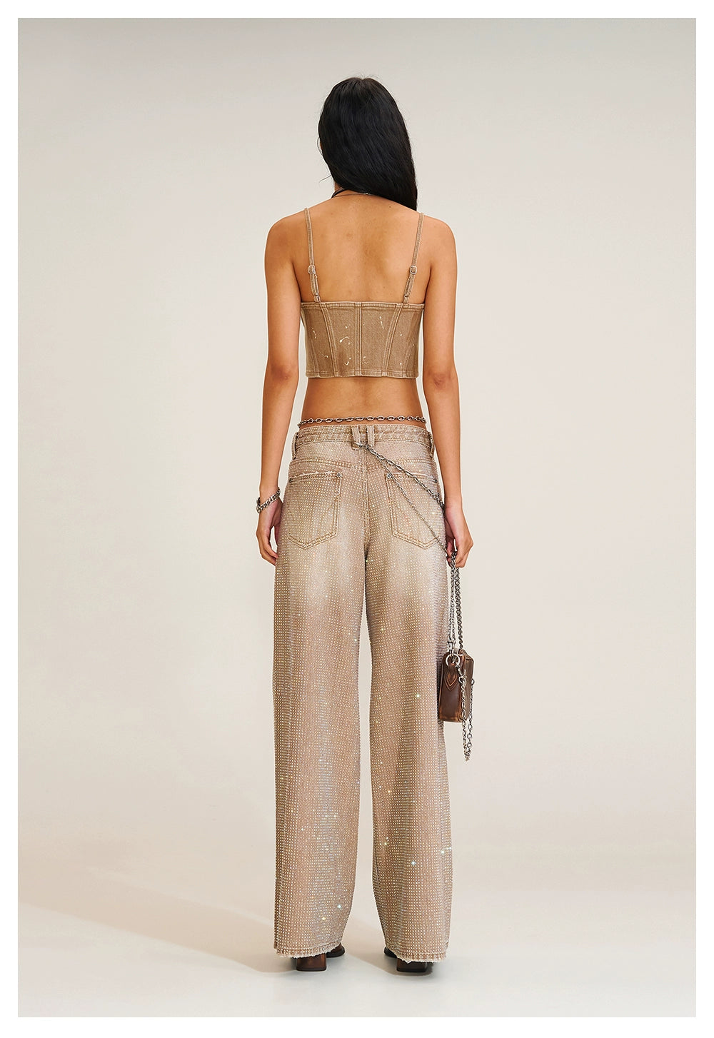 Wild Diamond Handcrafted Wide-Leg Denim Pants