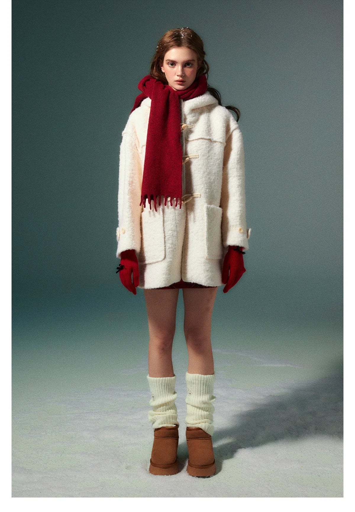 (Final Sale) White Wool Horn Buttons Coat - CHINASQUAD