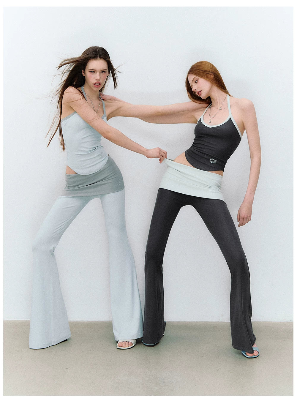 X-line Holiday Set: Cardigan, Rhinestone Vest, Flared Pants