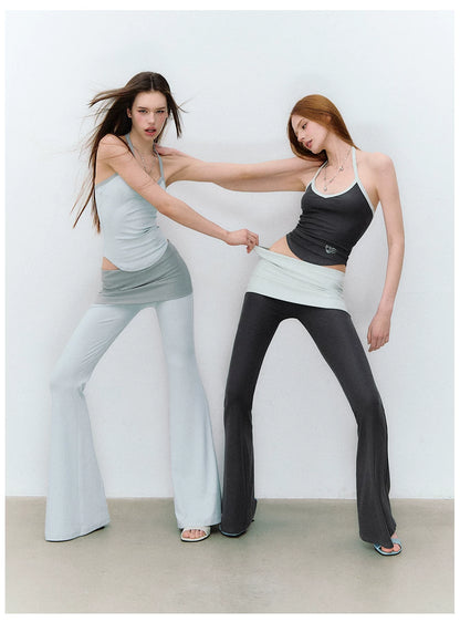 X-line Holiday Set: Cardigan, Rhinestone Vest, Flared Pants