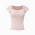 Pink Square Neck Short Sleeve T-shirt & Cardigan Set - CHINASQUAD