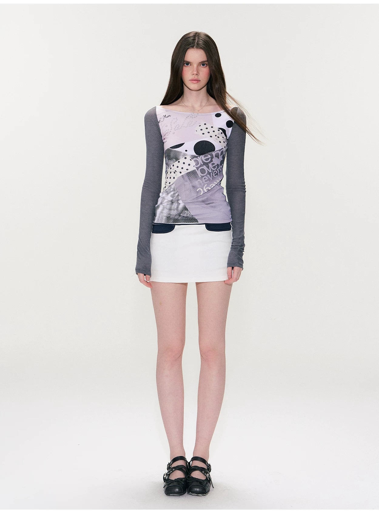 Color-Block Long-Sleeve Graphic T-Shirt