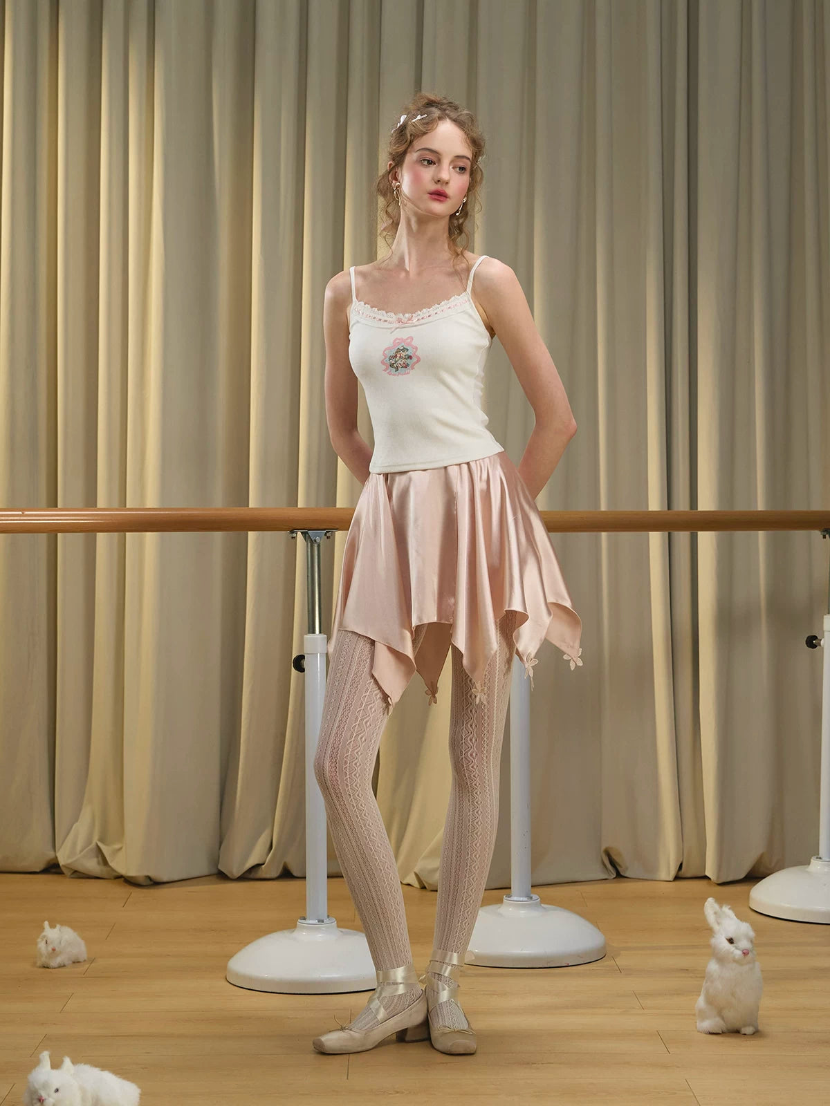 French Ballet Satin Corset Top &amp; Skirt Set