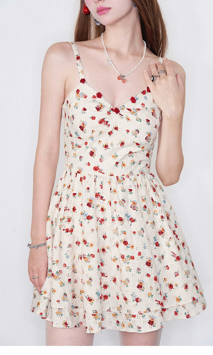 Embroidered Floral Waist Dress