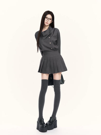 Trench-Inspired Pleated Waist Dress