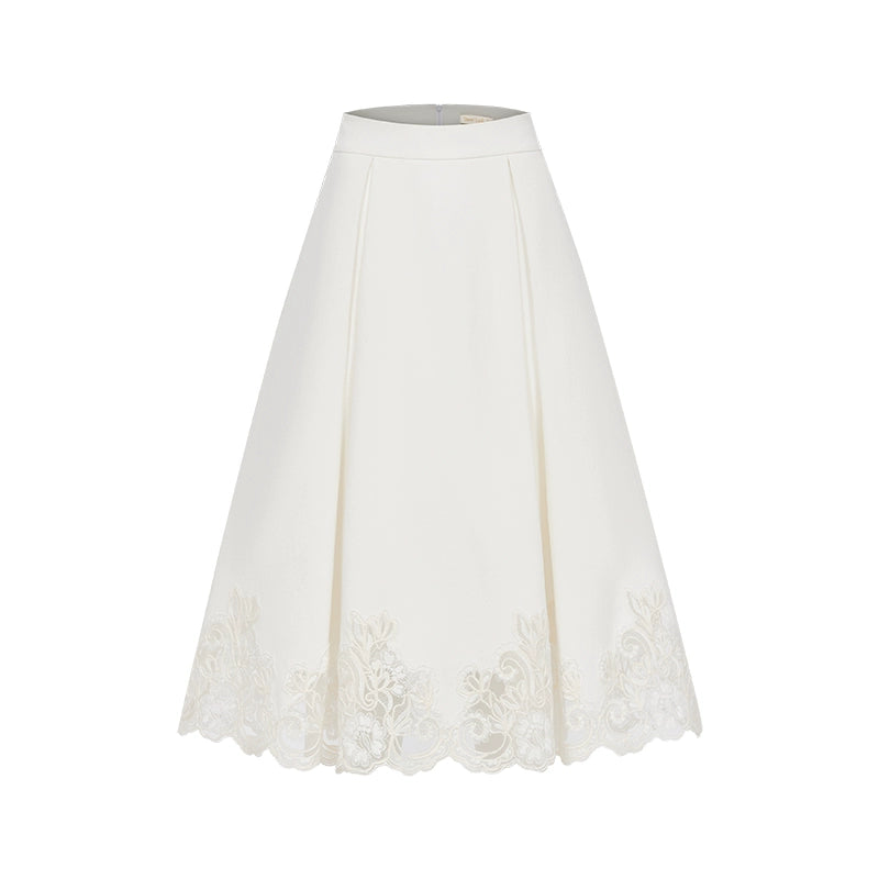 Mirage Vintage Lace-Collar Blazer &amp; Flared Skirt Set