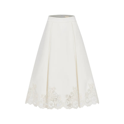 Mirage Vintage Lace-Collar Blazer &amp; Flared Skirt Set