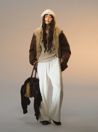 Fleece Curved-Leg Relaxed Pants