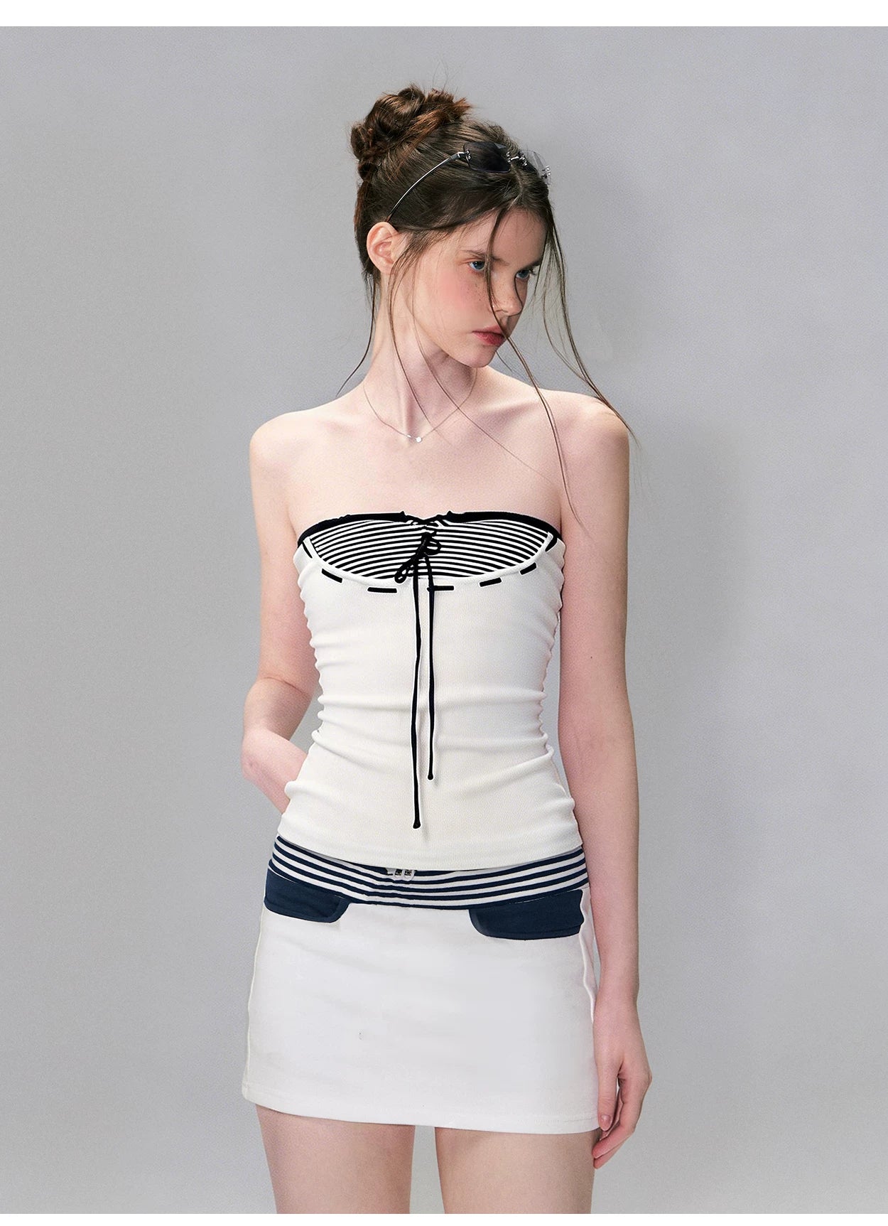 Vintage Nautical Contrast Stripe Bodycon Mini Skirt