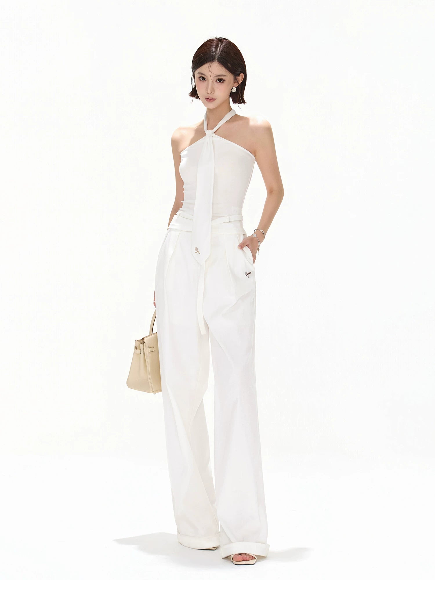 Minimalist Halter Tie Knit Bustier