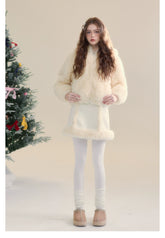 Cream Rabbit Shearling Coat & Skirt Set - CHINASQUAD