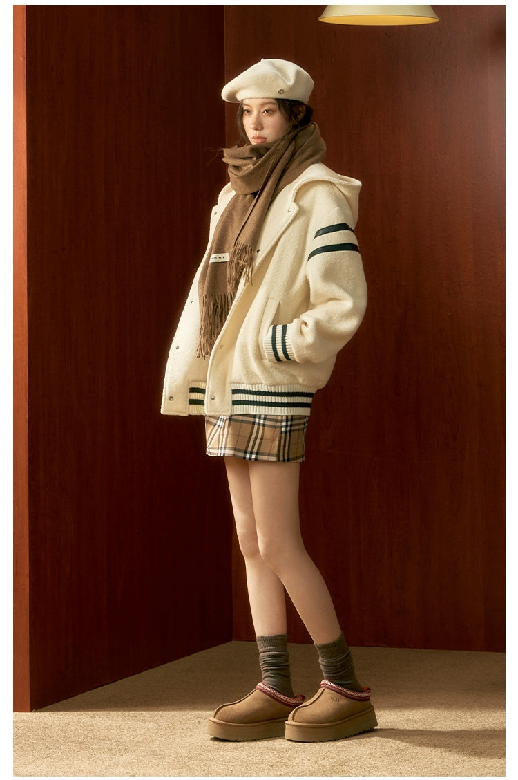 White Hooded Baseball Jacket - CHINASQUAD
