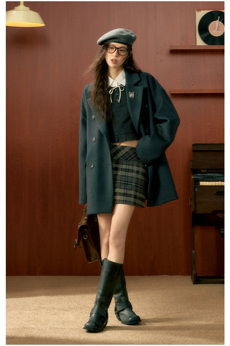 Gray Medium-Length Wool Coat - CHINASQUAD