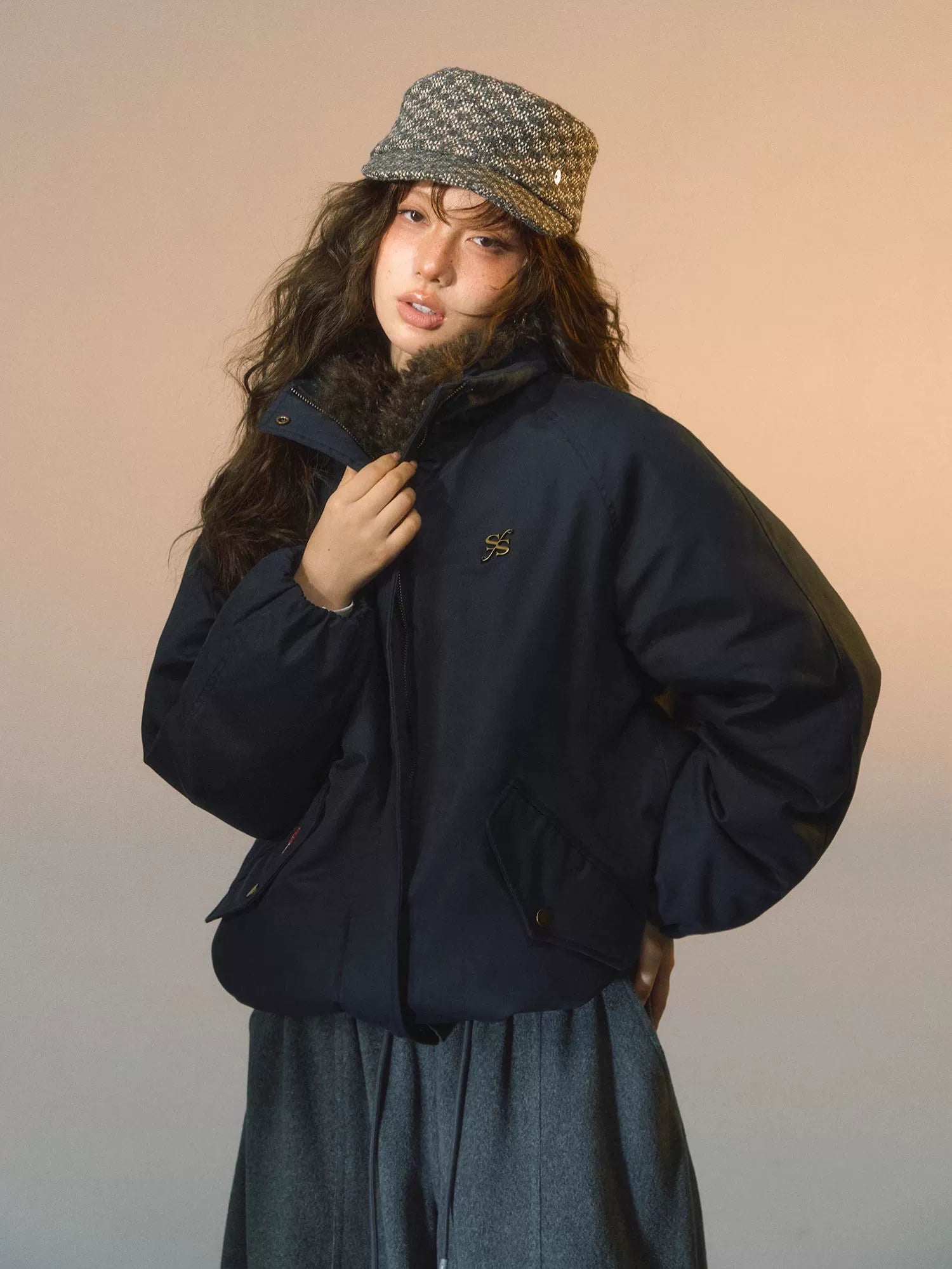 Detachable Faux Fur Collar Parka Down Jacket