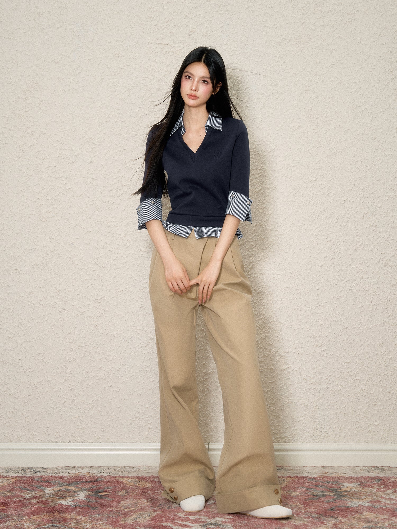 Diagonal Fly Pleated Cargo Pants