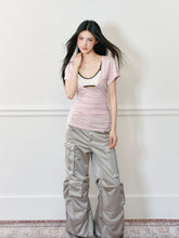 Color-Block Real Two-Piece U-Neck T-Shirt - CHINASQUAD