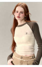 Apricot & Coffee Wool Knit Sweater - CHINASQUAD