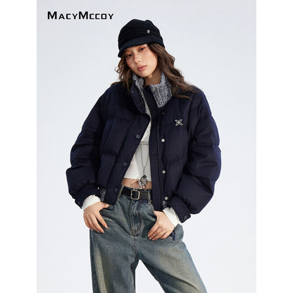 Wool-Blend Knit Spliced Down Jacket