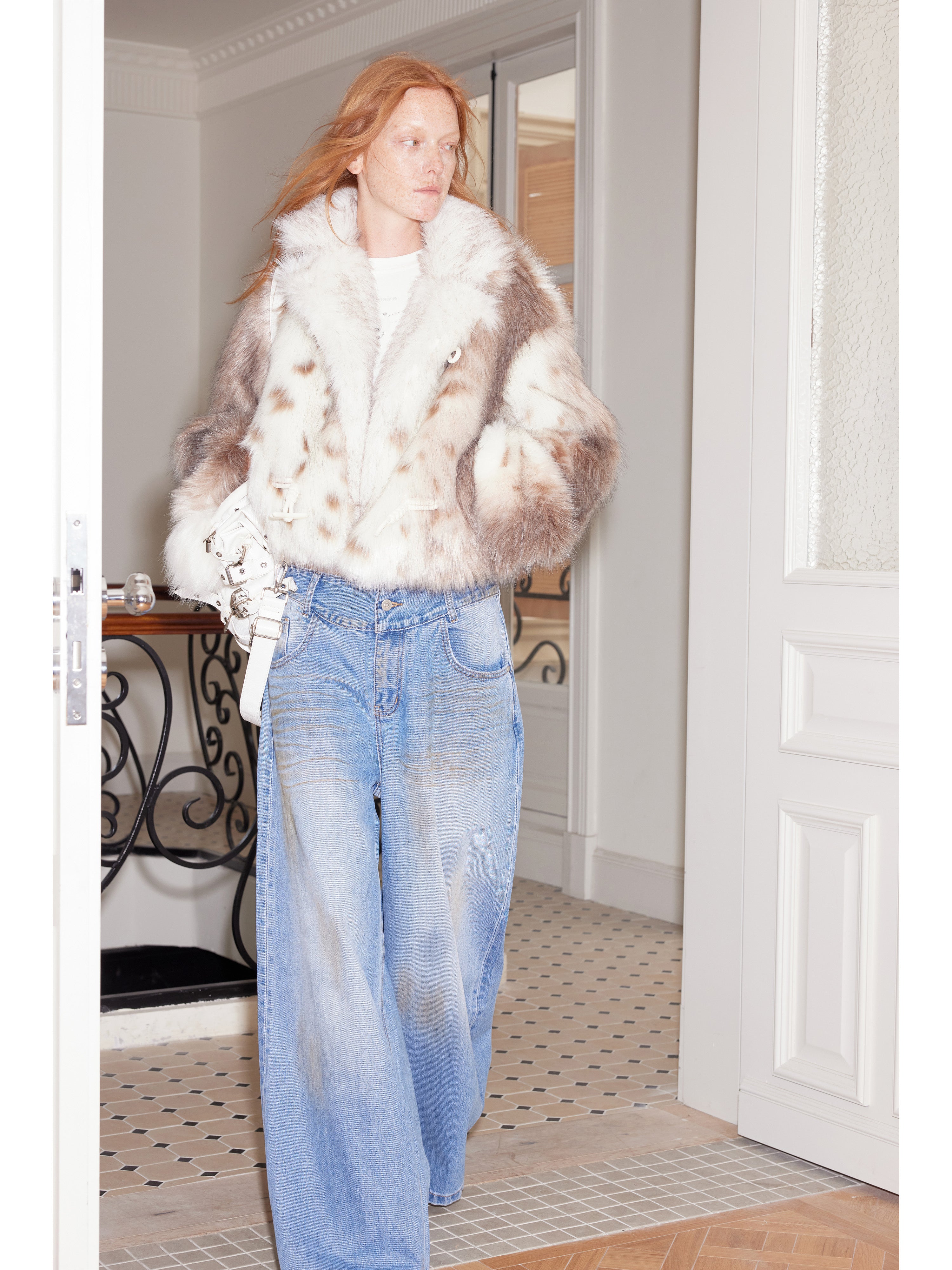 Faux Fur Patchwork Short Winter Coat