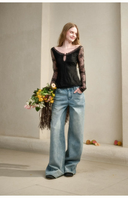 Toscana Soft Glow Lace Long Sleeve Top