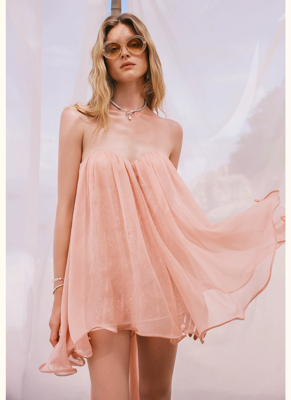 Thiri Chiffon Strapless Mini Dress