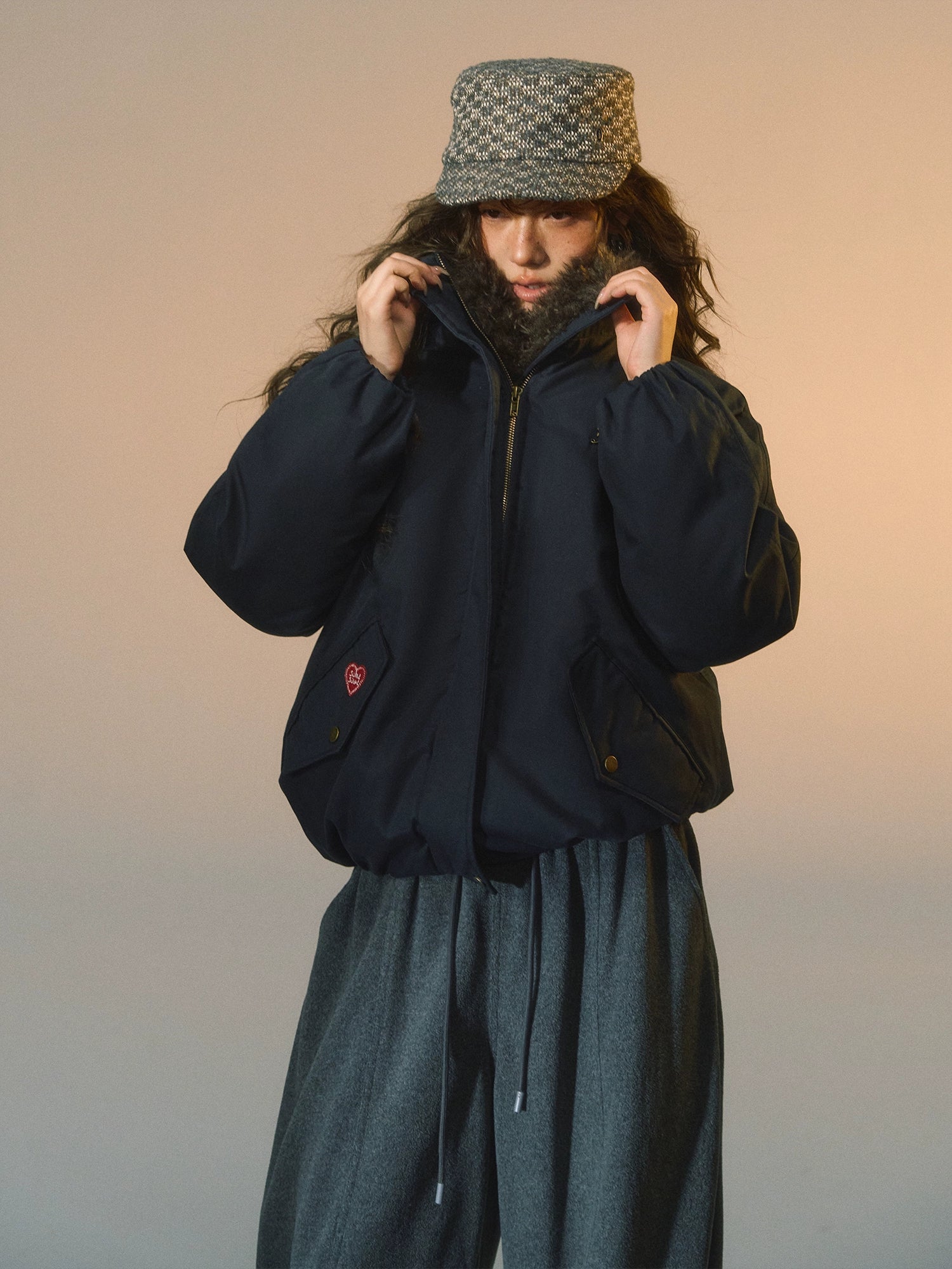 Detachable Faux Fur Collar Parka Down Jacket