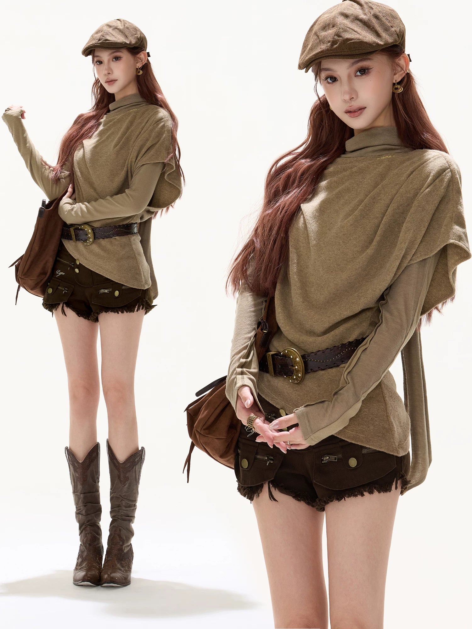 Relaxed Draped Batwing Knit Pullover