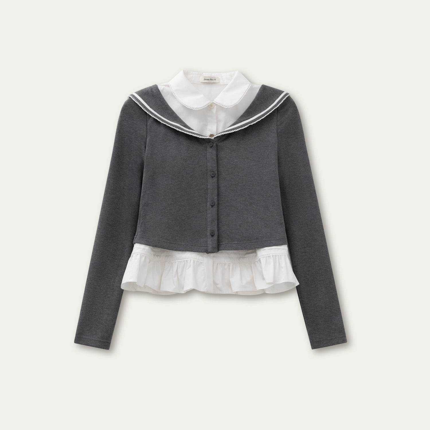 Sailor Collar Academia Style Layered Knit Blouse