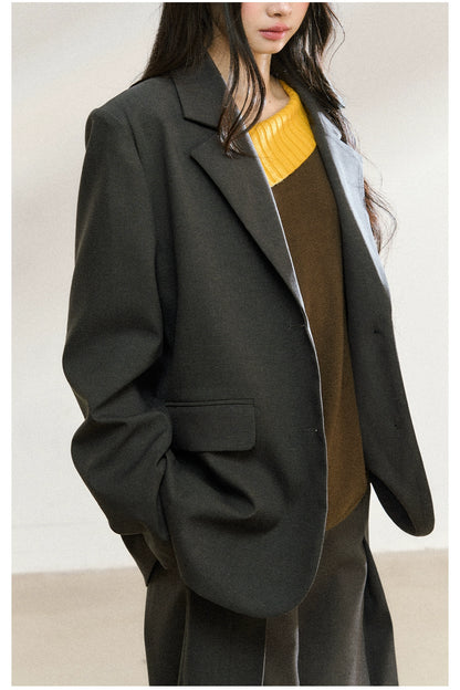 Charcoal Tailored Oversized Blazer