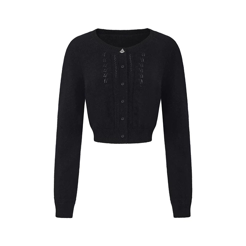 Vintage Soft Brushed Rabbit Hair Knit Cardigan