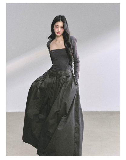 French Relaxed Long Sleeve Maxi Dress