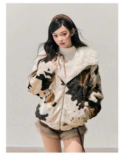 Faux-Fur Wide-Leg Winter Mini Shorts