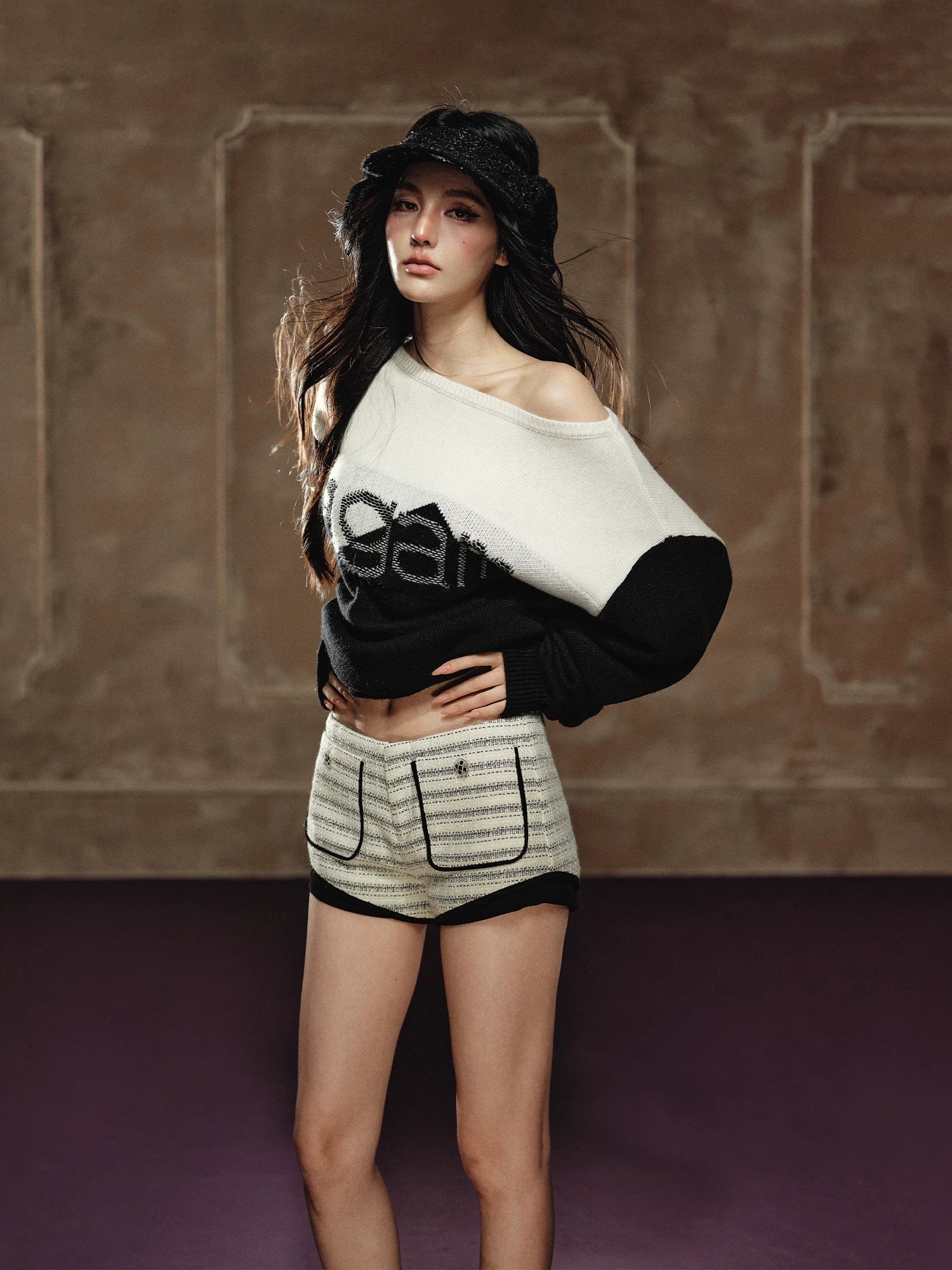 Textured Stripe Tailored Mini Shorts