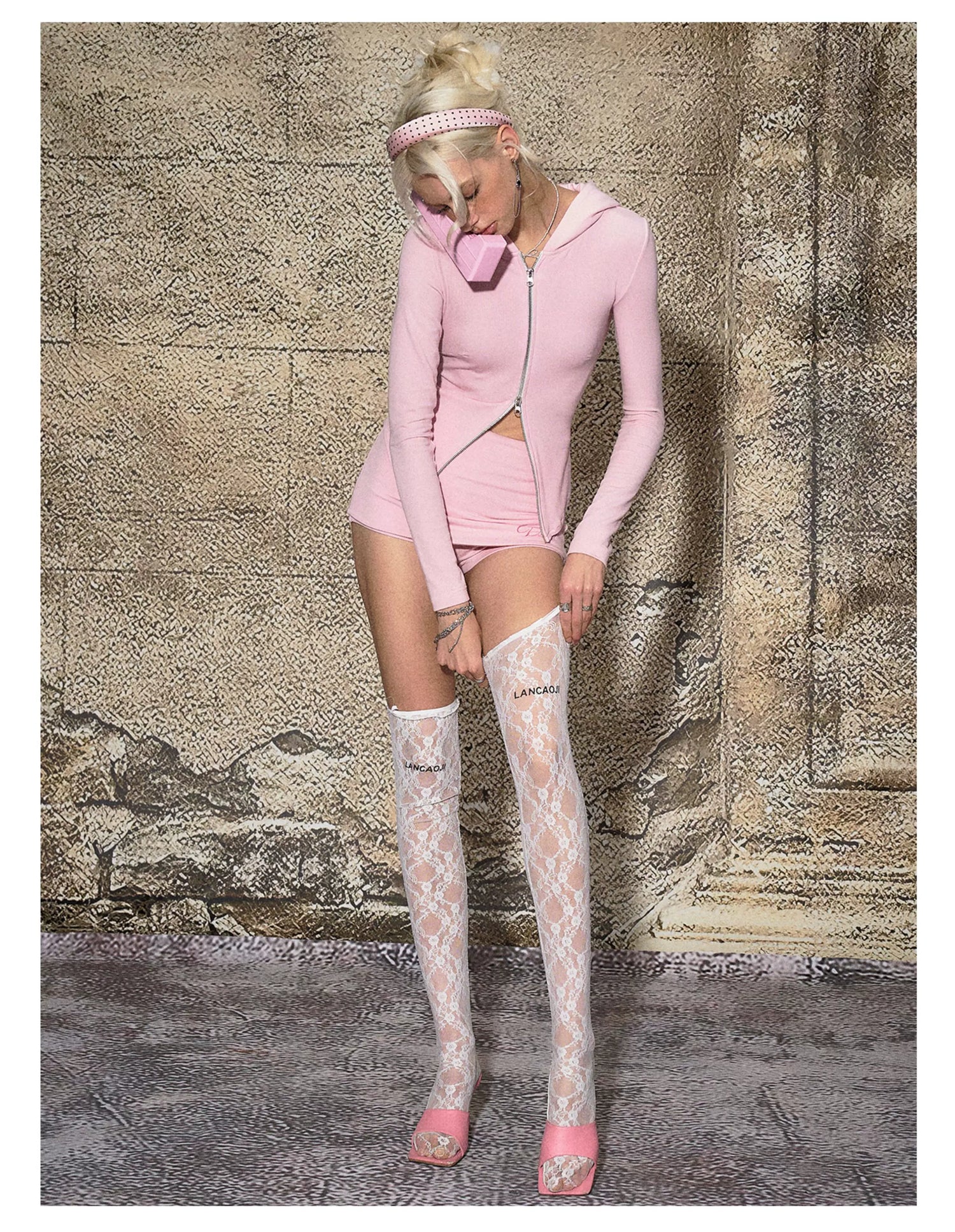 Knit Hoodie Jacket &amp; Skirt-Shorts Set