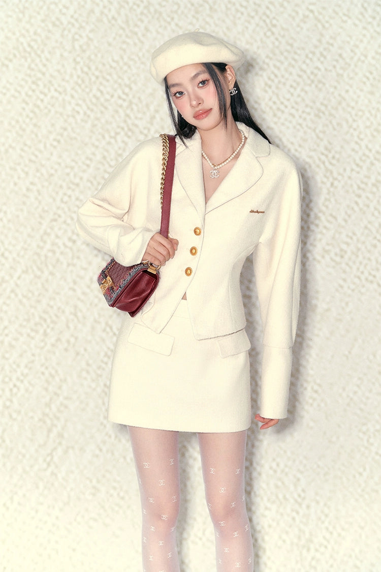 White Waist-fitted Suit Set - CHINASQUAD